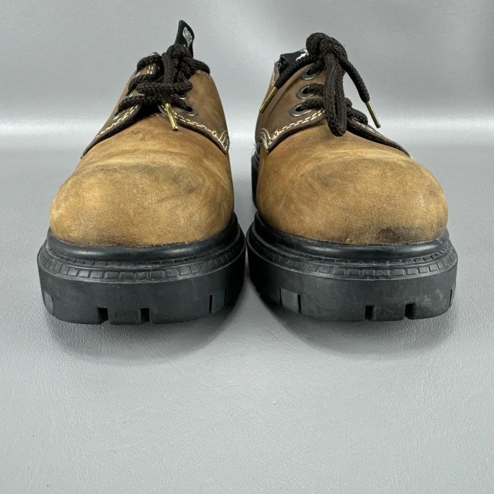 London Underground Brown Leather Chunky Lug Sole Oxford Y2K Steampunk Womens 7.5